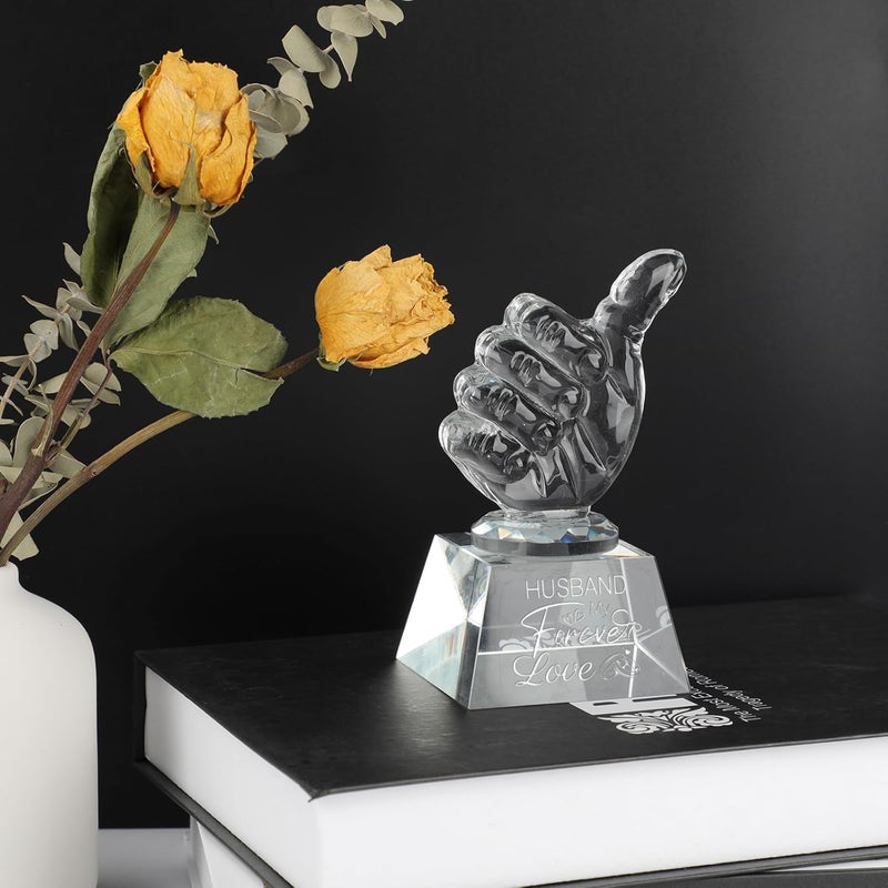 PRSTENLY Gifts for Husband Crystal Keepsakes, Husband Birthday Gift Engraved Crystal Decor, to my Husband Gifts Anniversary Valentines Day Fathers Day Wedding Christmas Gifts for Him Husband from Wife - Image 5